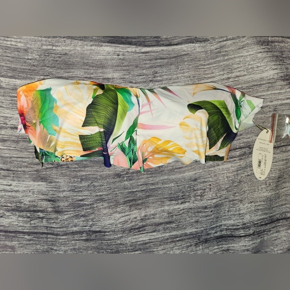 Tropical Floral Print Bandeau Bikini Top Swimsuit Beach Summer New - Picture 1 of 7